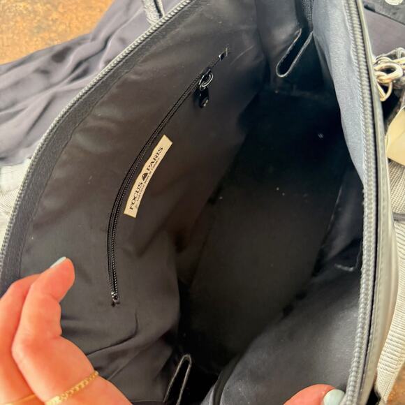 Vtg Focus Paris Leather Bag Made in France Black Structured Top Handle Crossbody - Picture 5 of 6